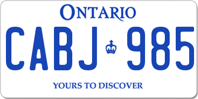 ON license plate CABJ985