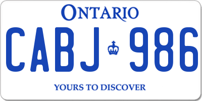 ON license plate CABJ986