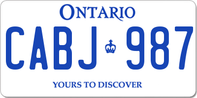 ON license plate CABJ987