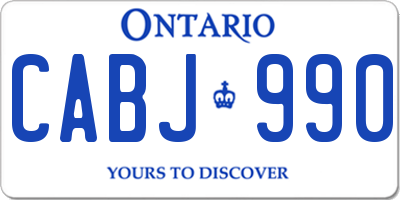 ON license plate CABJ990