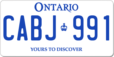 ON license plate CABJ991