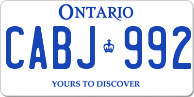 ON license plate CABJ992