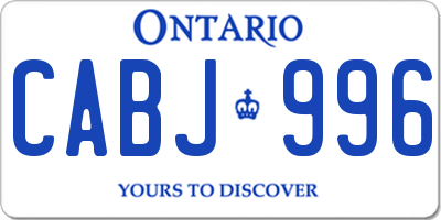 ON license plate CABJ996