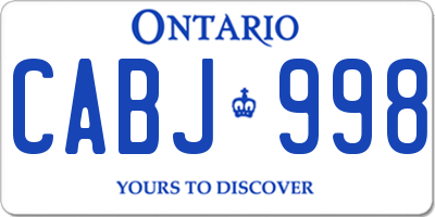 ON license plate CABJ998