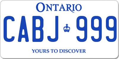 ON license plate CABJ999