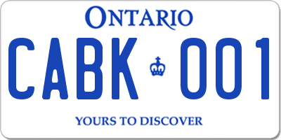 ON license plate CABK001