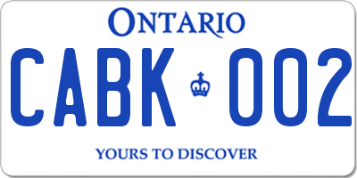 ON license plate CABK002