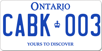 ON license plate CABK003