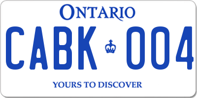 ON license plate CABK004