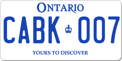 ON license plate CABK007