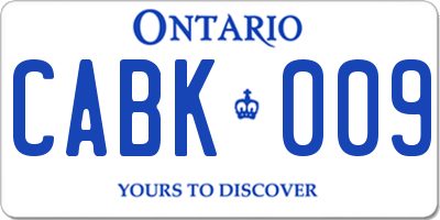 ON license plate CABK009