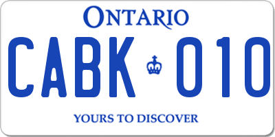 ON license plate CABK010