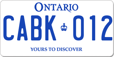 ON license plate CABK012