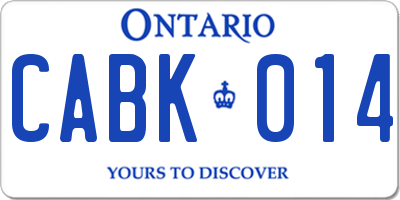 ON license plate CABK014