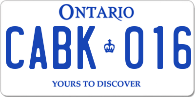 ON license plate CABK016