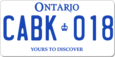 ON license plate CABK018