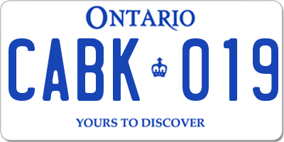 ON license plate CABK019