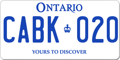 ON license plate CABK020