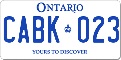 ON license plate CABK023