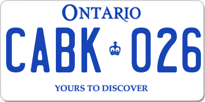 ON license plate CABK026