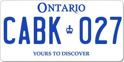 ON license plate CABK027