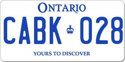 ON license plate CABK028