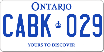 ON license plate CABK029