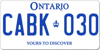 ON license plate CABK030