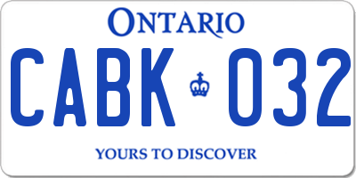 ON license plate CABK032