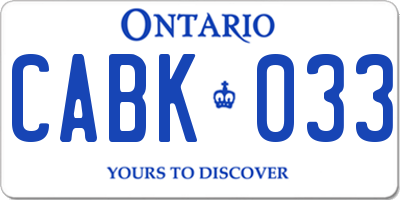 ON license plate CABK033