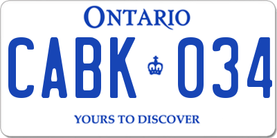 ON license plate CABK034