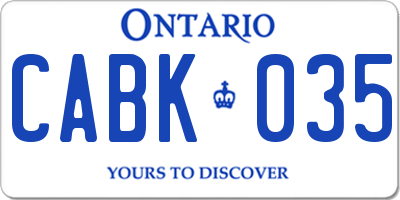 ON license plate CABK035