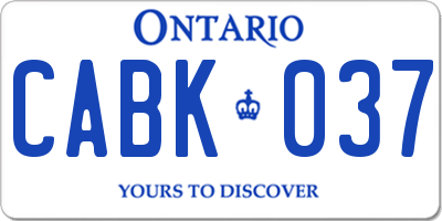 ON license plate CABK037