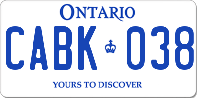 ON license plate CABK038