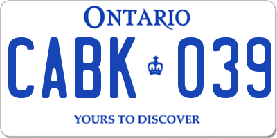 ON license plate CABK039