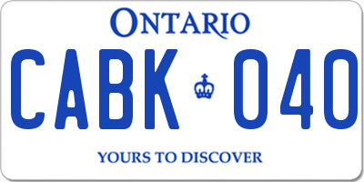 ON license plate CABK040