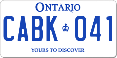 ON license plate CABK041