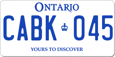 ON license plate CABK045