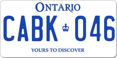 ON license plate CABK046