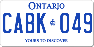 ON license plate CABK049