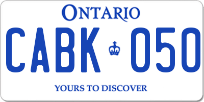 ON license plate CABK050