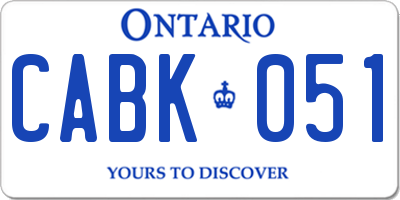 ON license plate CABK051