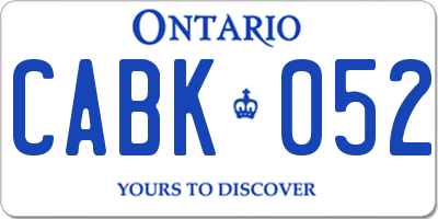 ON license plate CABK052