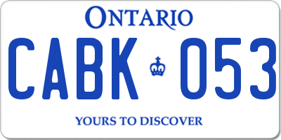 ON license plate CABK053