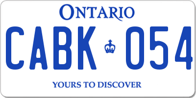 ON license plate CABK054