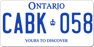 ON license plate CABK058