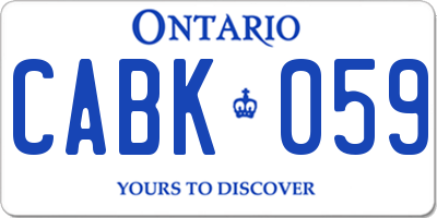 ON license plate CABK059