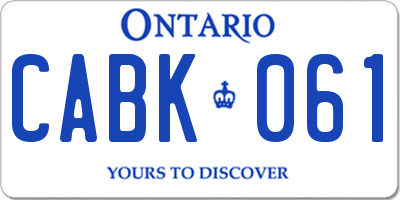 ON license plate CABK061