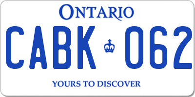 ON license plate CABK062