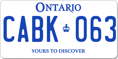 ON license plate CABK063